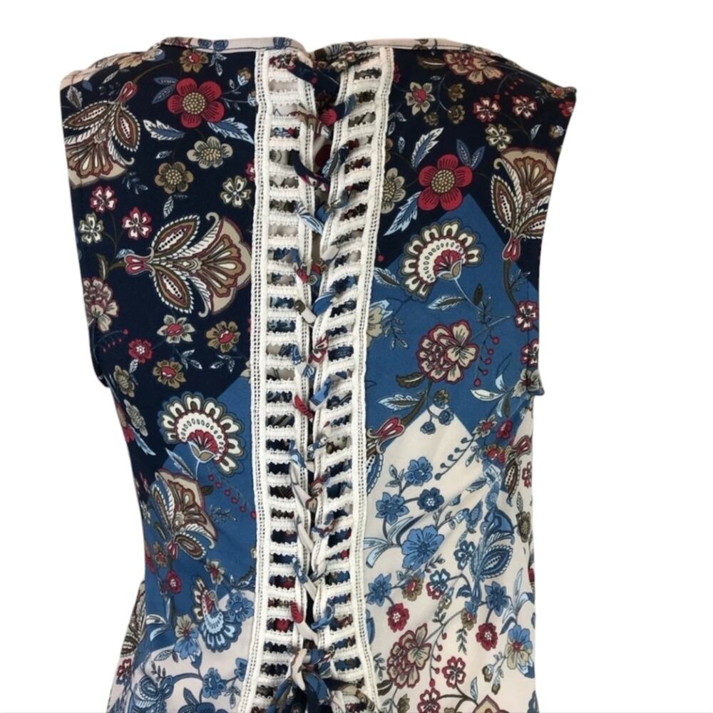 Westport Sleeveless Floral Lace-up Back Hi Low Blouse Medium - Picture 3 of 9
